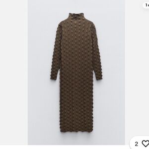 Zara Olive Textured Knit Maxi Dress